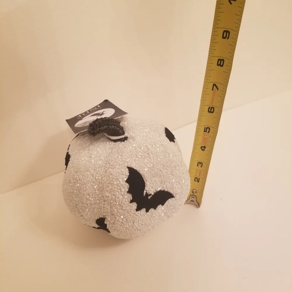 New Embellished Beaded Faux Velvet Bat Pumkin